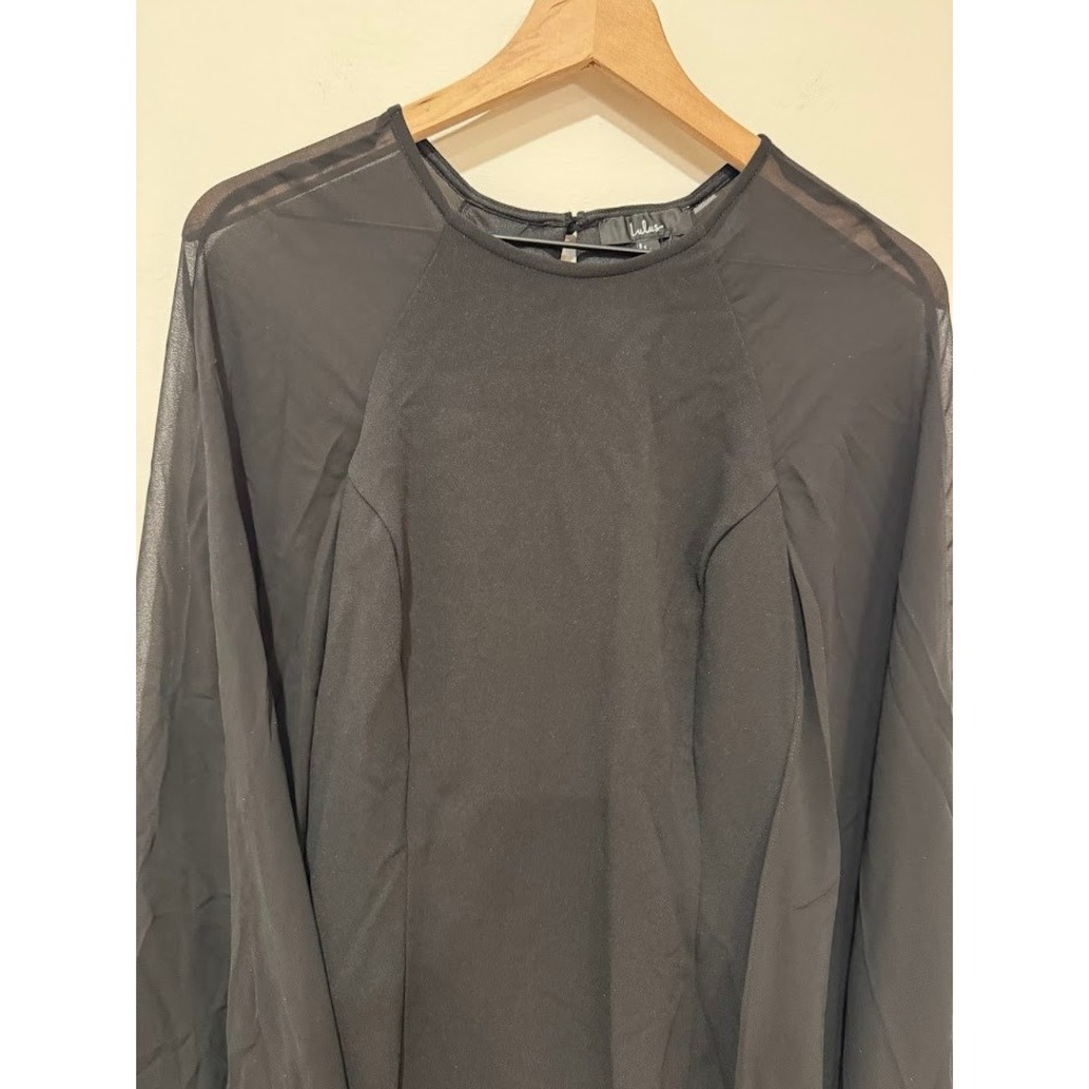 Lulus Black Sheer Sleeve Mini Dress Size L Party Cocktail‎ - Picture 7 of 11